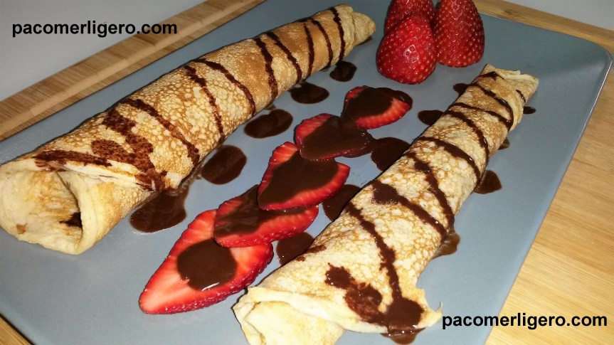 Crepes de Crema de chocolate y fresas Superlight sin azúcar, harina,grasas ni&nbsp;gluten